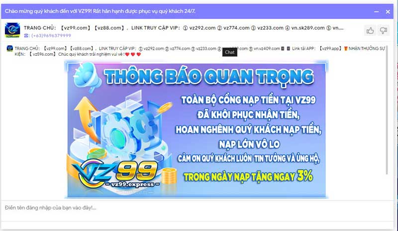 Cách thức liên hệ VZ99